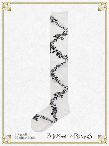 P21SC815 A/P Lace Up Rose Over Knee Socks