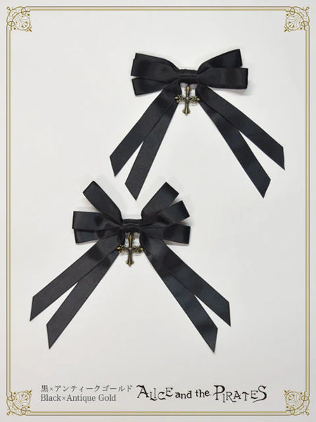 P22HA916 A/P Cross Charm Satin Multiple Ribbon Clip