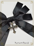 P22HA916 A/P Cross Charm Satin Multiple Ribbon Clip