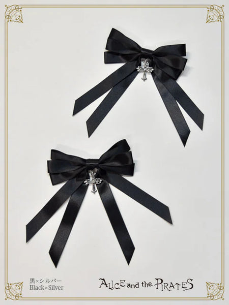 P22HA916 A/P Cross Charm Satin Multiple Ribbon Clip