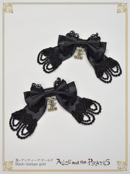 P22HA922 A/P Rose Lace Satin Ribbon Clip