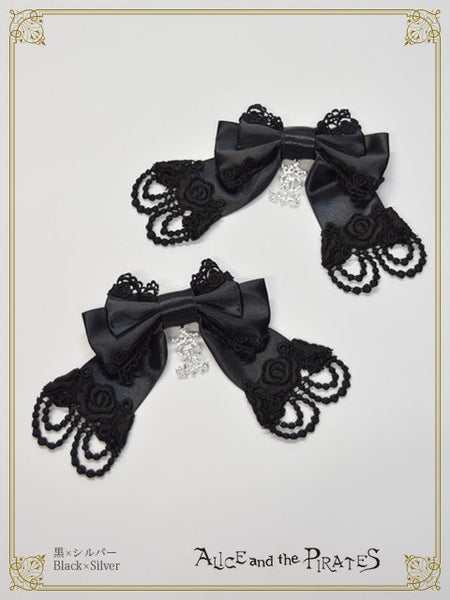 P22HA922 A/P Rose Lace Satin Ribbon Clip