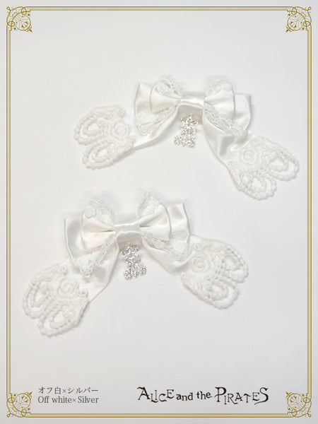 P22HA922 A/P Rose Lace Satin Ribbon Clip