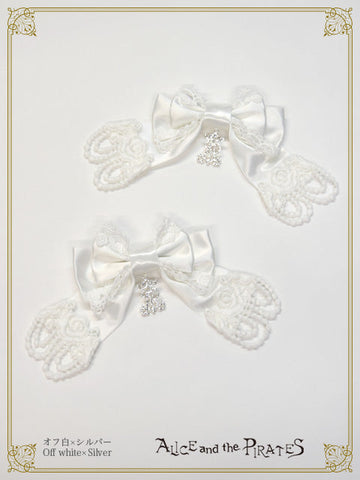 P22HA922 A/P Rose Lace Satin Ribbon Clip