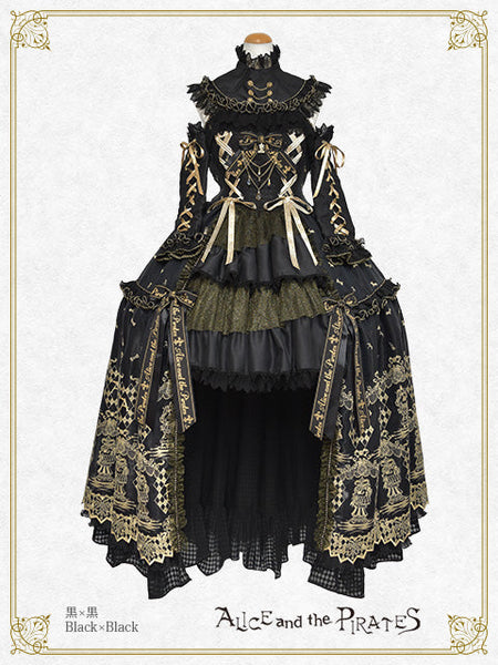 [PRE-ORDER][BUILD-TO-ORDER] P22HC215 Chess Game of Destiny～Queen～ Embroidery Jumper Skirt Dress & Neck Corset & Arm Covers Set