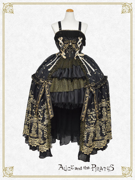 [PRE-ORDER][BUILD-TO-ORDER] P22HC215 Chess Game of Destiny～Queen～ Embroidery Jumper Skirt Dress & Neck Corset & Arm Covers Set