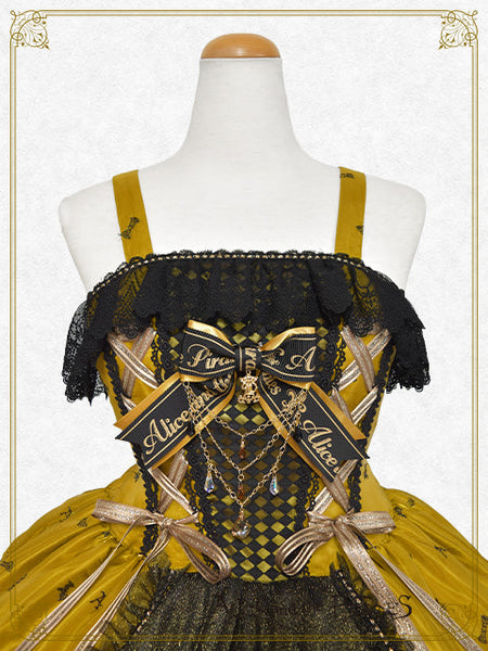 [PRE-ORDER][BUILD-TO-ORDER] P22HC215 Chess Game of Destiny～Queen～ Embroidery Jumper Skirt Dress & Neck Corset & Arm Covers Set