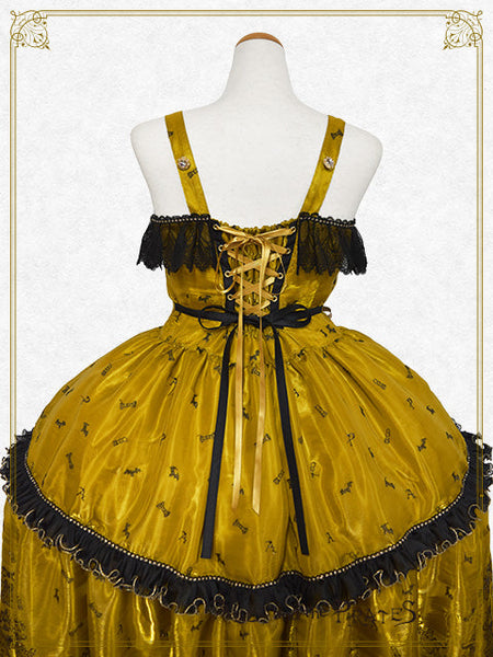 [PRE-ORDER][BUILD-TO-ORDER] P22HC215 Chess Game of Destiny～Queen～ Embroidery Jumper Skirt Dress & Neck Corset & Arm Covers Set