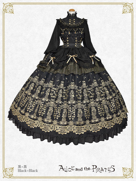 [PRE-ORDER][BUILD-TO-ORDER] P22HC318 Chess Game of Destiny～Queen～ Embroidery Onepiece Dress & Neck Corset Set