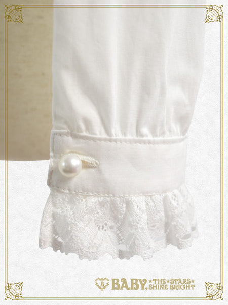 B46BL449 Snow White ♡ Lace Up Stand-up Collar Blouse