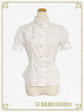 B46BL449 Snow White ♡ Lace Up Stand-up Collar Blouse
