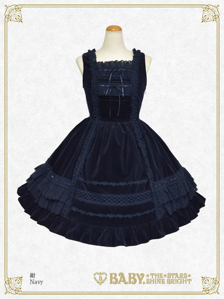 B49JS270 Velveteen Lace Frill Jumperskirt