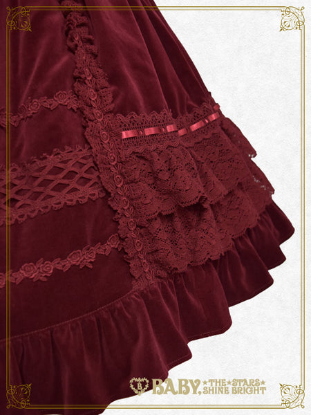 B49JS270 Velveteen Lace Frill Jumperskirt