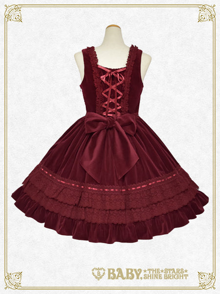 B49JS270 Velveteen Lace Frill Jumperskirt