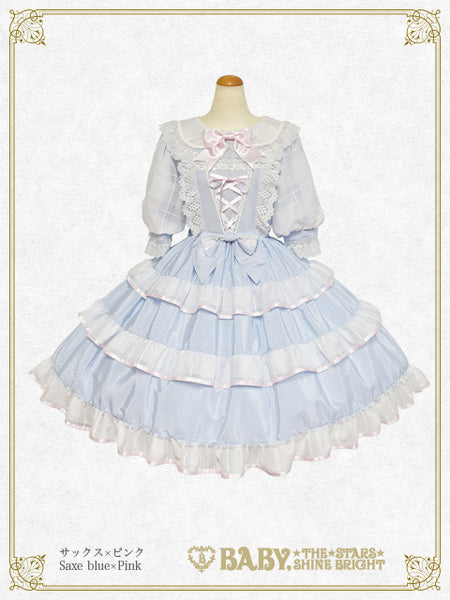 B46OP309 Haru-chan's Fluffy Sheer Block Check Usakumya Onepiece Dress