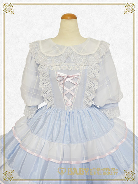 B46OP309 Haru-chan's Fluffy Sheer Block Check Usakumya Onepiece Dress