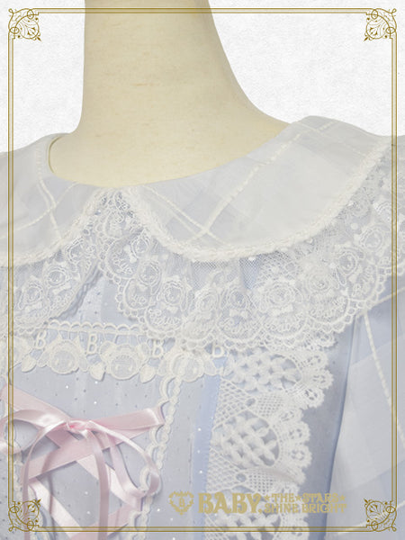 B46OP309 Haru-chan's Fluffy Sheer Block Check Usakumya Onepiece Dress