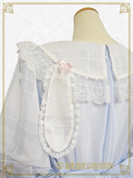 B46OP309 Haru-chan's Fluffy Sheer Block Check Usakumya Onepiece Dress