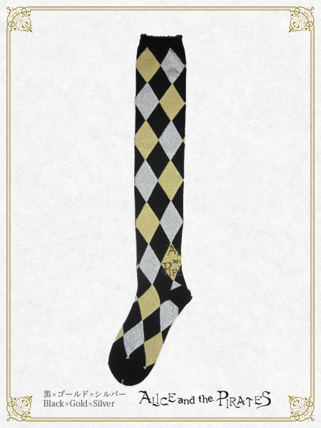 P21SC808 A/P Diamond Pattern Glitter Over-the-Knee Socks