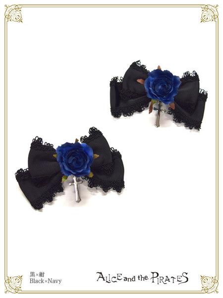 P17HA927 Cross Rose Ribbon Clip
