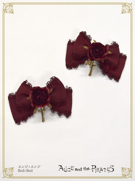 P17HA927 Cross Rose Ribbon Clip