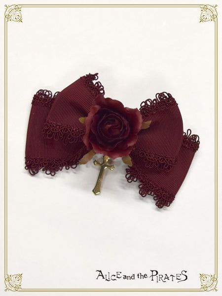 P17HA927 Cross Rose Ribbon Clip